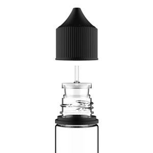 Unicorn bottle Short 30ML V3 Chubby Gorilla Transparent black cap μπουκαλάκι για υγρά αναπλήρωσης