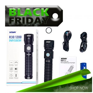 XTAR R30 Επαναφορτιζόμενος Φακός φωτεινότητας 1200lm Full Set